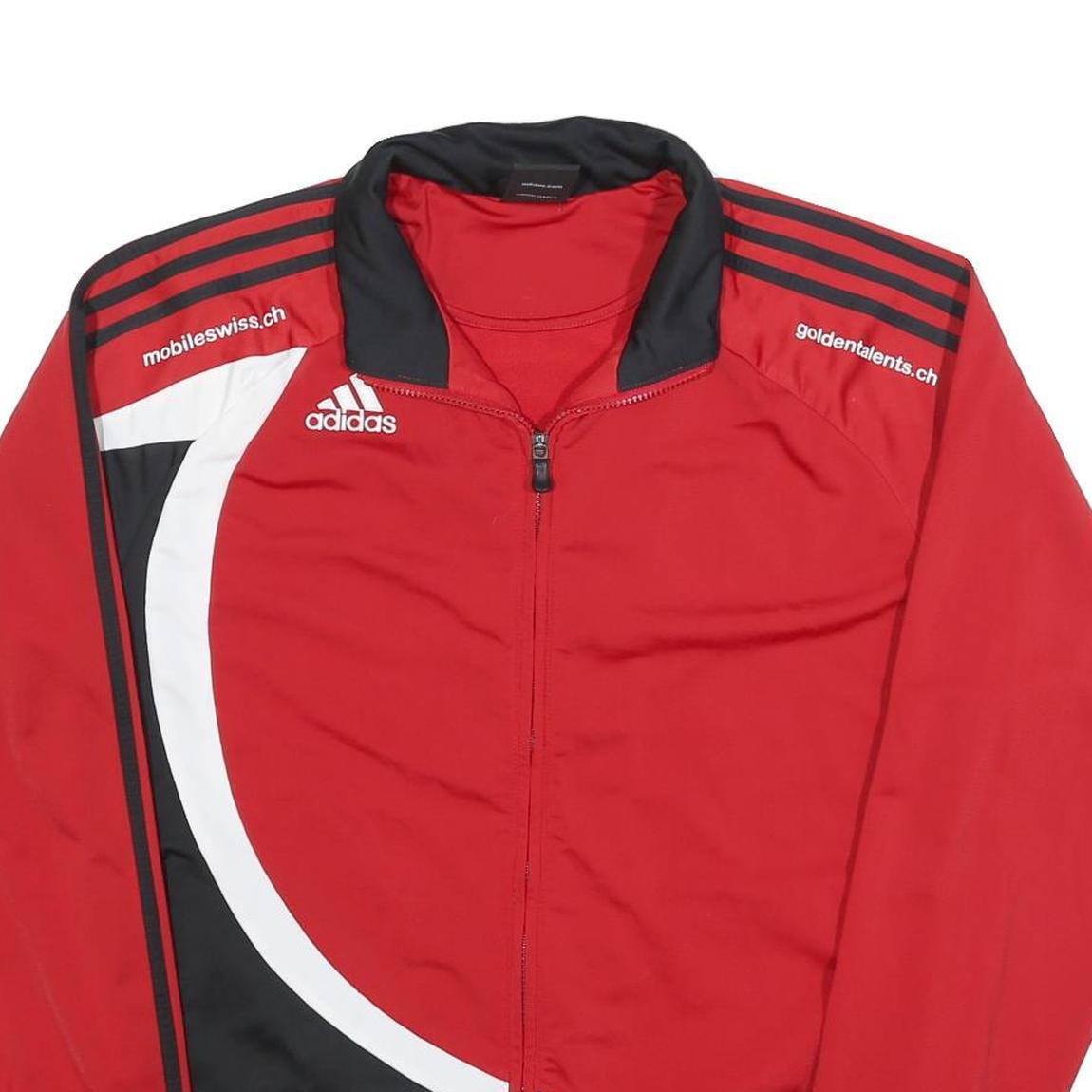 ADIDAS Mens Red & Black Zip Jacket L Polyester Sports Track Athletic