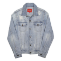 GUESS Womens Blue Denim Jacket M Cotton Distressed Casual Button Closure
