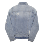 GUESS Womens Blue Denim Jacket M Cotton Distressed Casual Button Closure