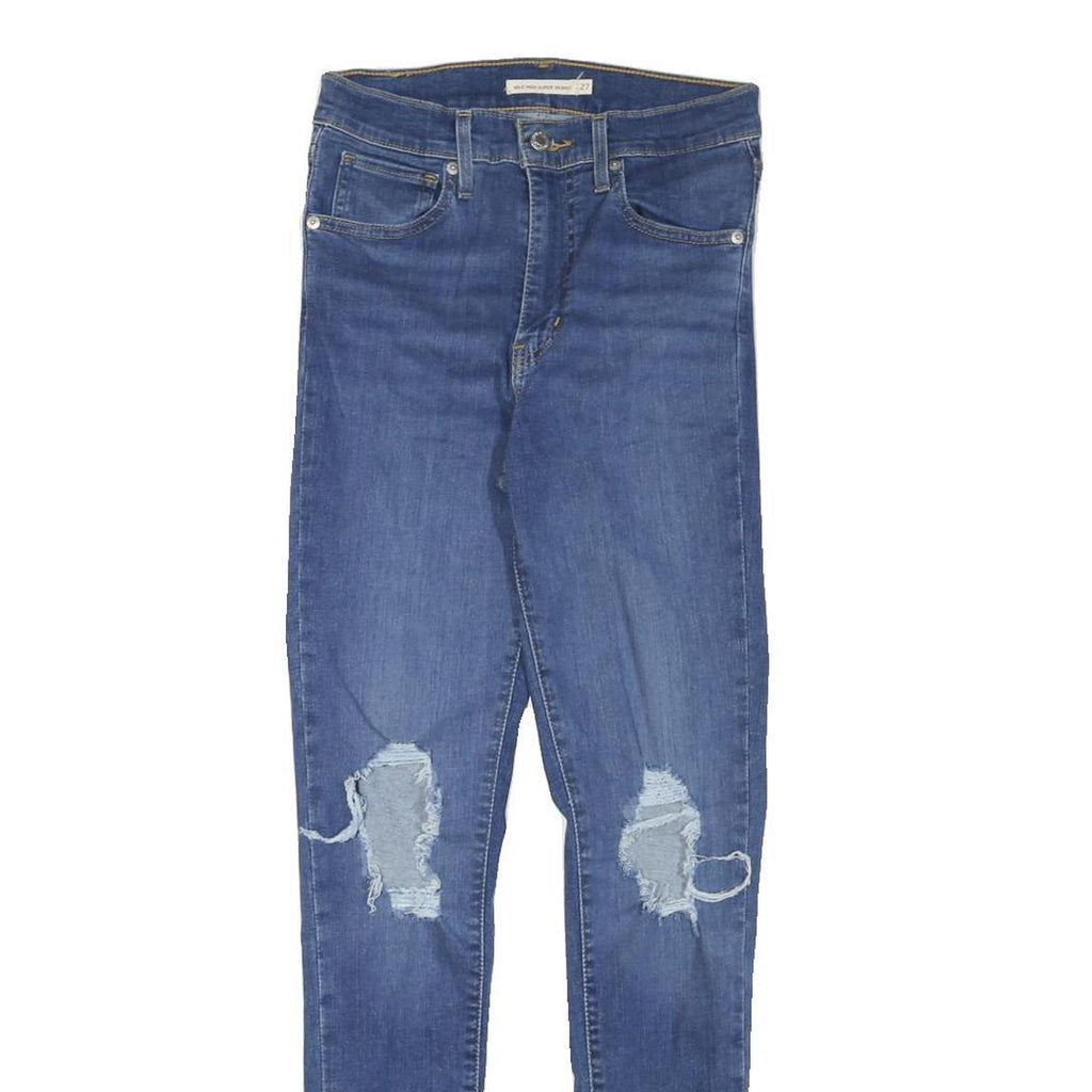 LEVI'S Womens Blue Slim Skinny Denim Medium W27 L29 Ripped Distressed Jeans