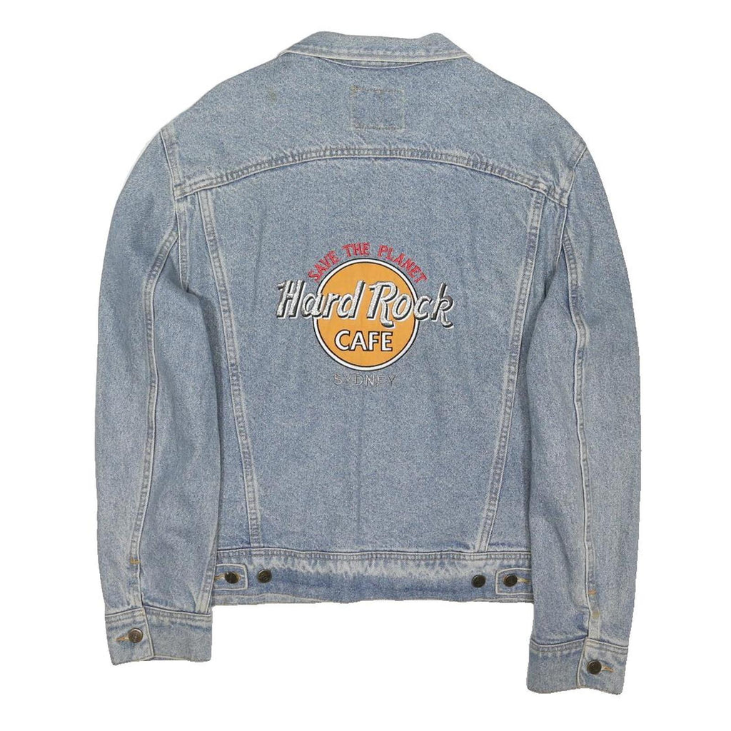 HARD ROCK CAFE Mens Blue Denim Button Jacket M Cotton Blend Embroidered Logo