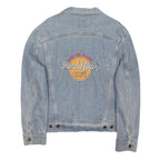 HARD ROCK CAFE Mens Blue Denim Button Jacket M Cotton Blend Embroidered Logo