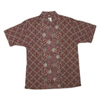 KERIS FASHION Mens Red Patterned Cotton Blend Shirt M Short Sleeve Casual