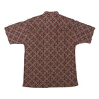 KERIS FASHION Mens Red Patterned Cotton Blend Shirt M Short Sleeve Casual