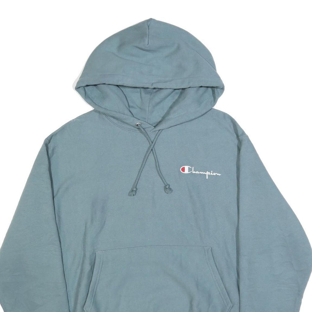 CHAMPION REVERSE WEAVE Mens Blue Pullover Hoodie M Cotton Blend Casual