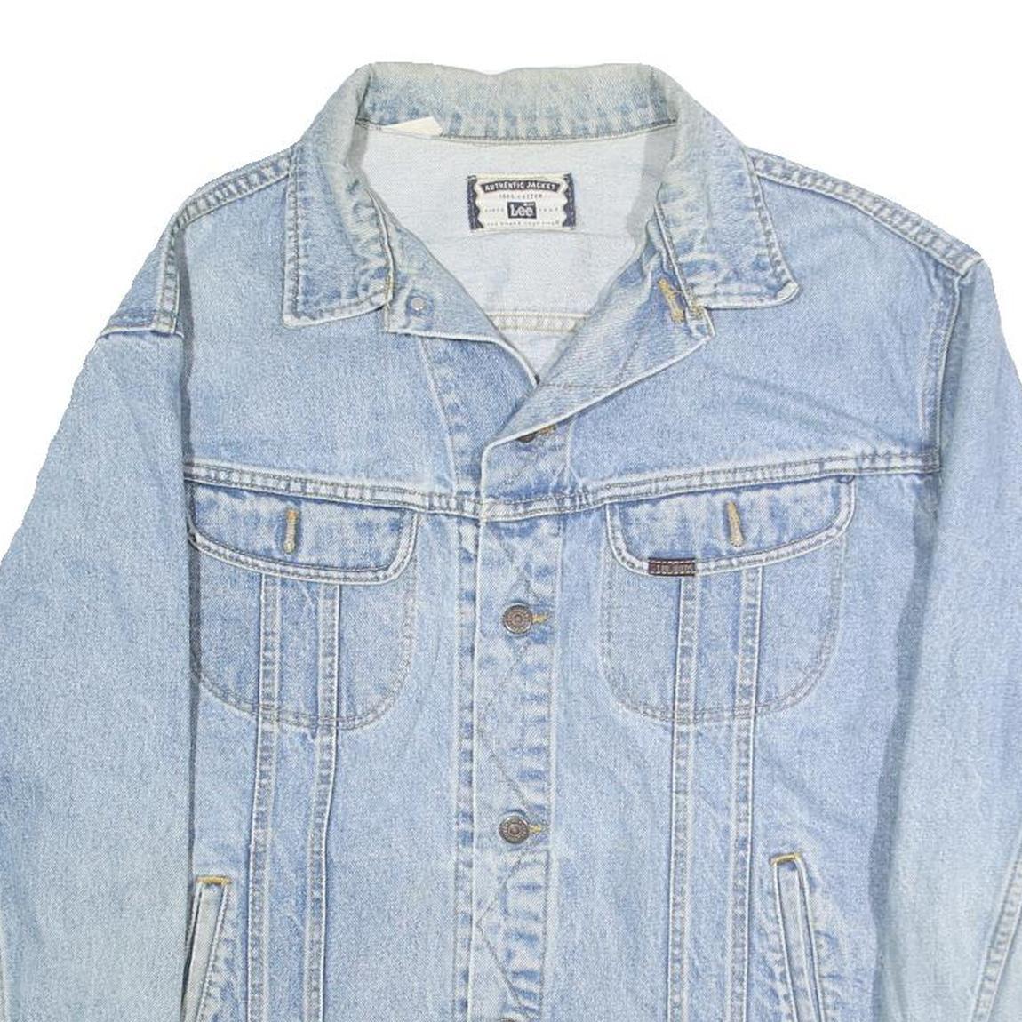 LEE Mens Blue Denim Jacket L Cotton Button Closure Classic Fit Chest Pockets