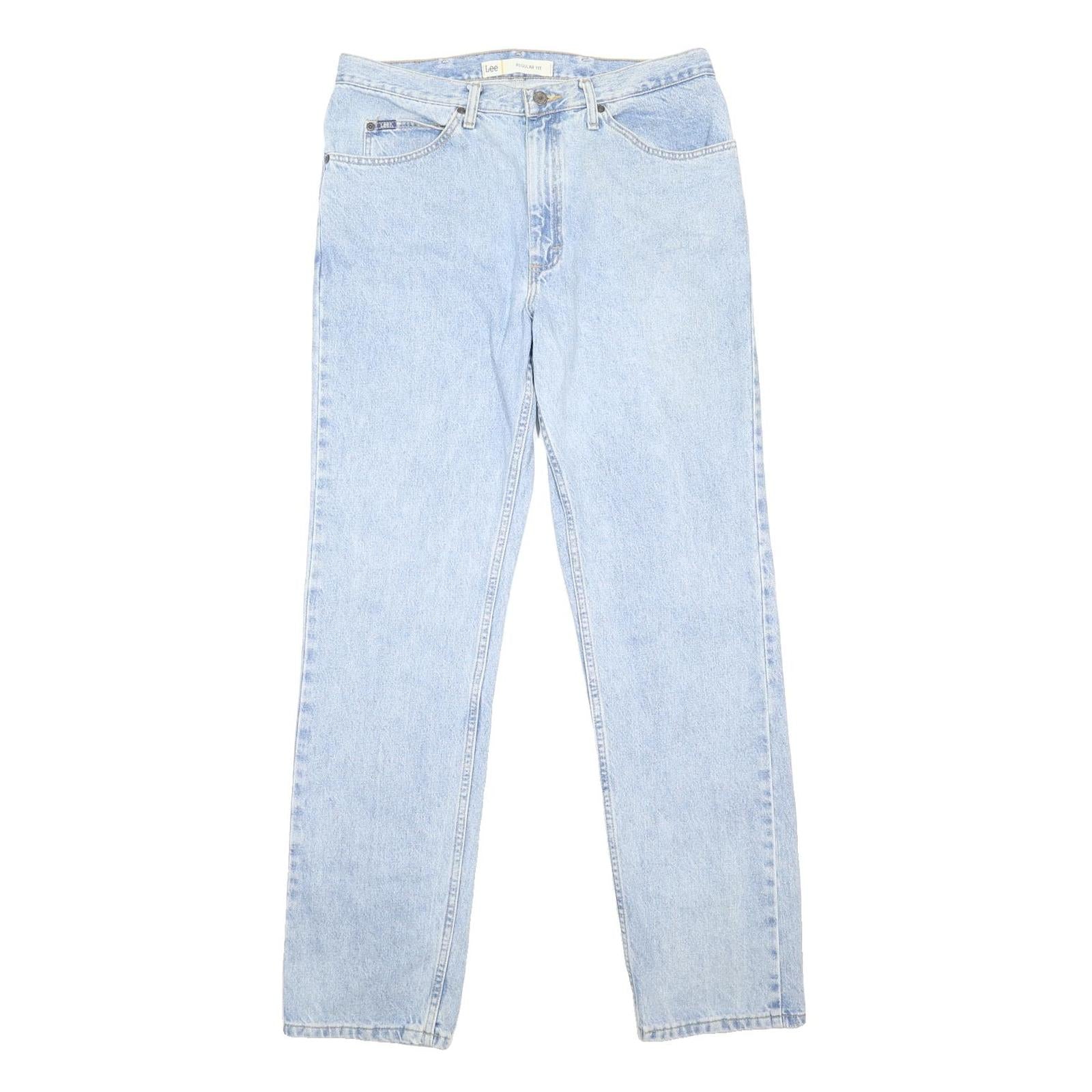 LEE Mens Jeans Blue Regular Fit Straight Denim Light W36 L34 Classic Style