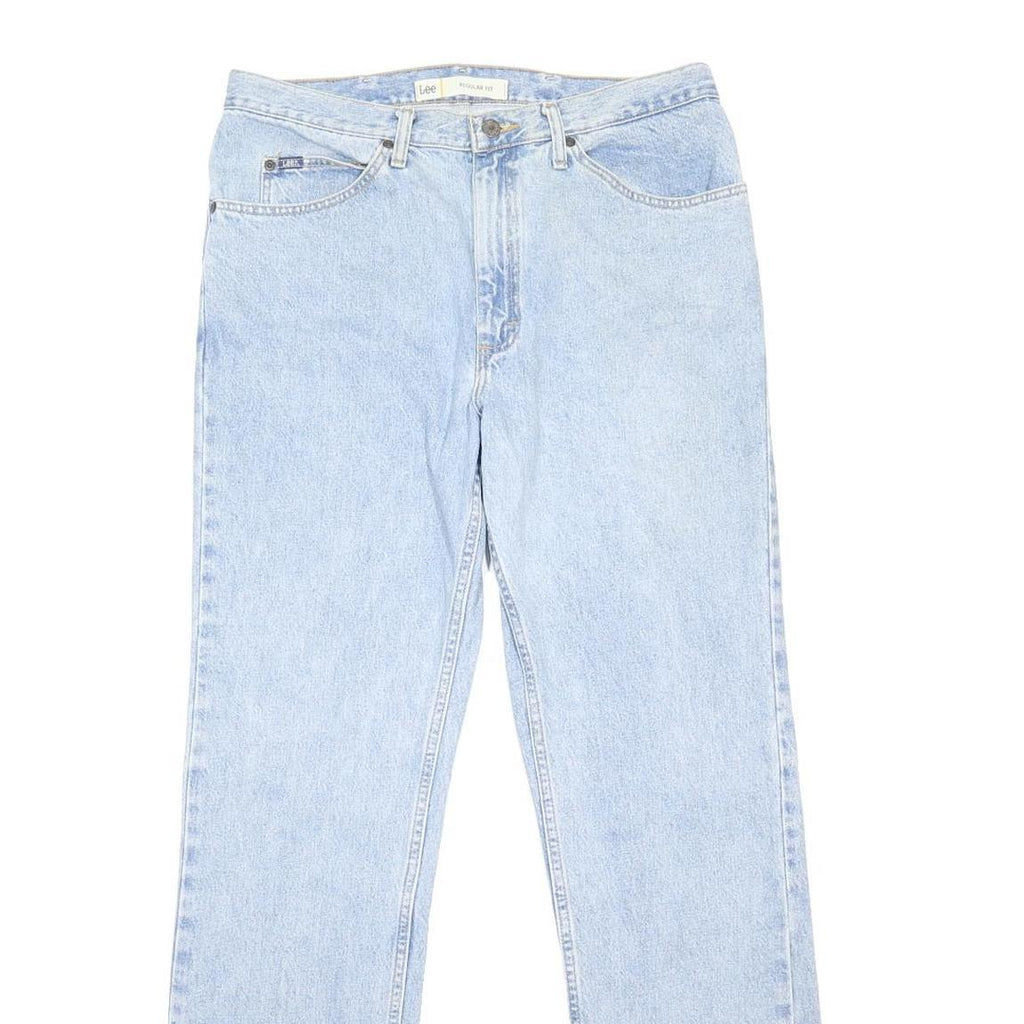 LEE Mens Jeans Blue Regular Fit Straight Denim Light W36 L34 Classic Style