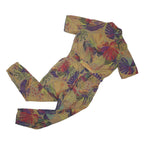 DESIGUAL Womens Yellow Multi Leaf Print Playsuit XL Button Front Casual Wear