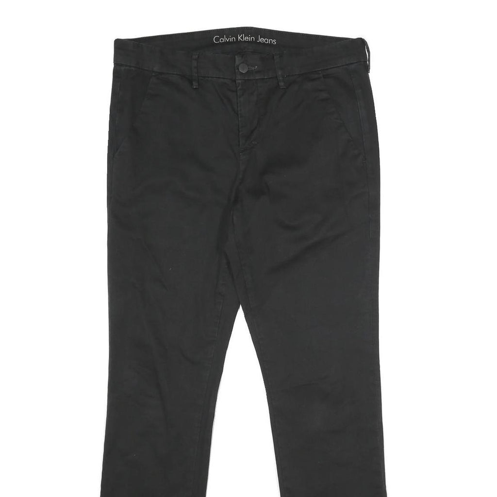 CALVIN KLEIN JEANS Mens Regular Fit Black Cotton Blend Trousers W32 L34 Classic