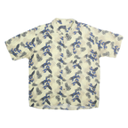 PURITAN Mens Cream & Blue Floral Rayon Shirt XL Summer Casual Tropical