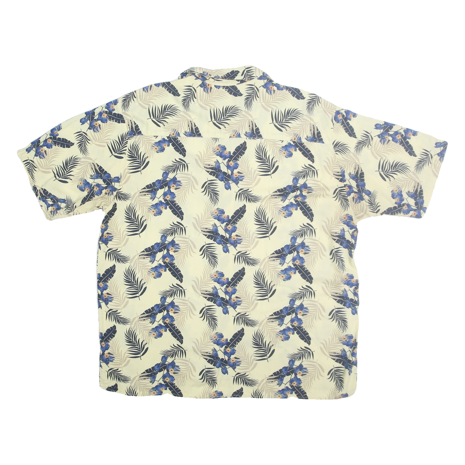 PURITAN Mens Cream & Blue Floral Rayon Shirt XL Summer Casual Tropical