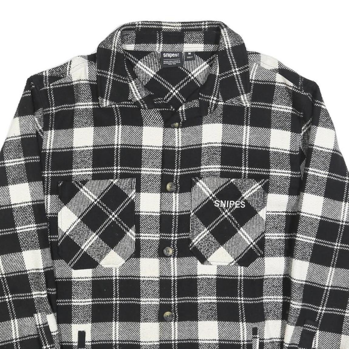SNIPES Mens Black & White Check Shirt M Polyester Blend Long Sleeve Casual