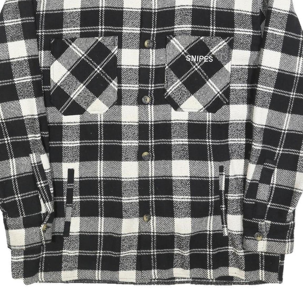 SNIPES Mens Black & White Check Shirt M Polyester Blend Long Sleeve Casual
