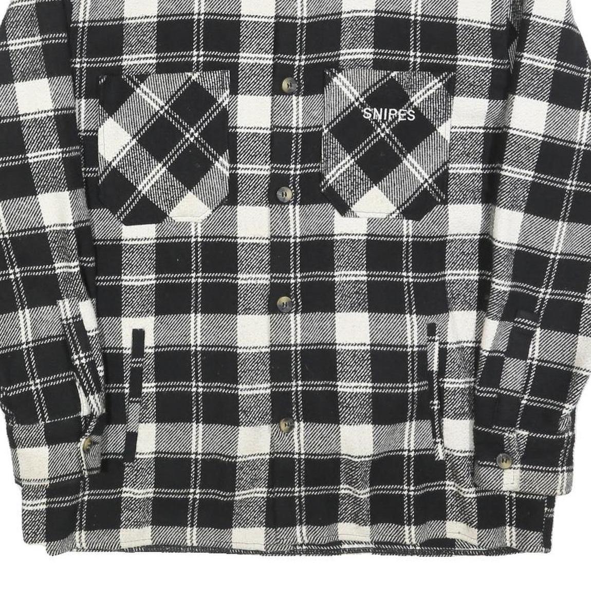 SNIPES Mens Black & White Check Shirt M Polyester Blend Long Sleeve Casual