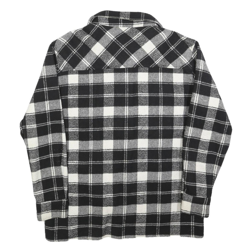 SNIPES Mens Black & White Check Shirt M Polyester Blend Long Sleeve Casual