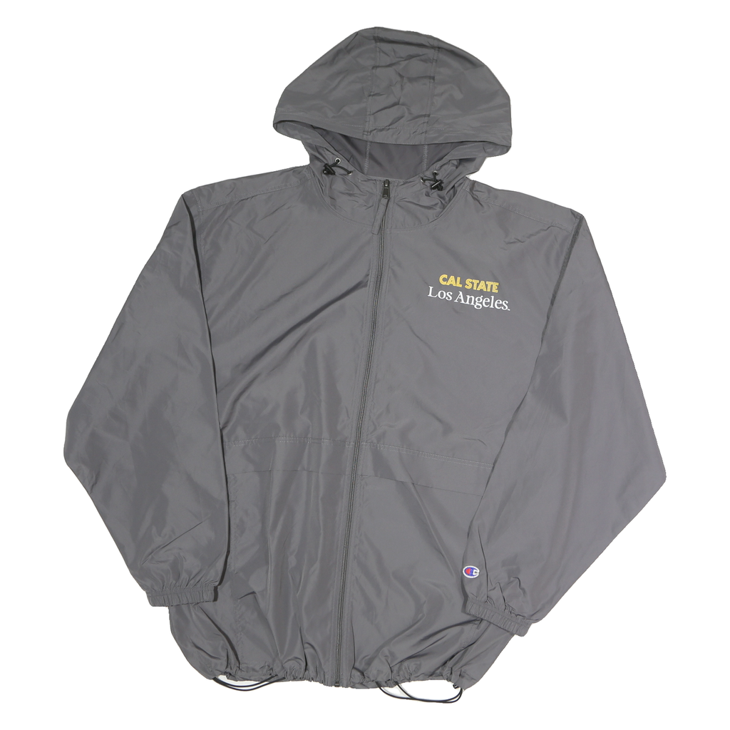 CHAMPION Mens Grey Zip Hooded Jacket 2XL Polyester Cal State Los Angeles Golden