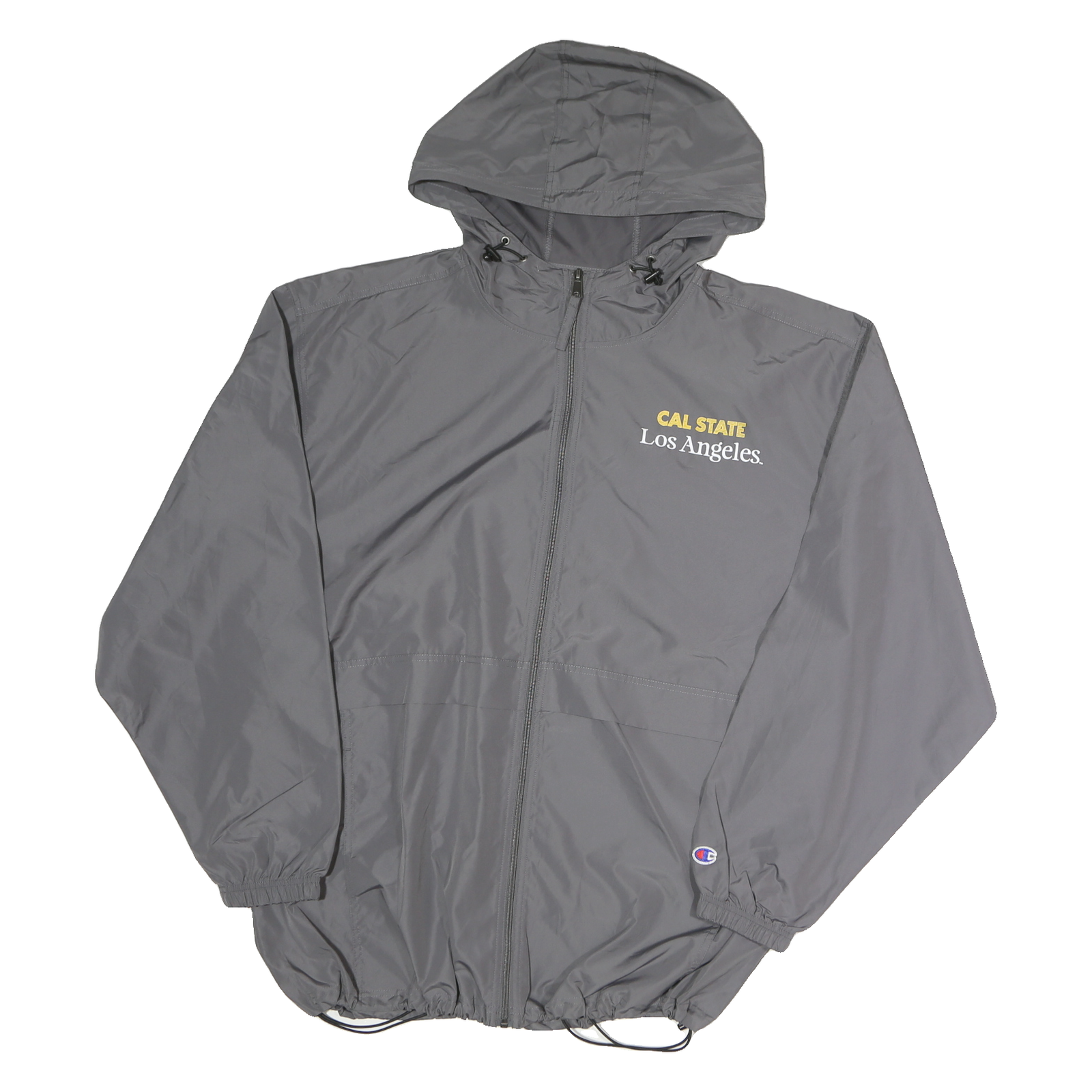 CHAMPION Mens Grey Zip Hooded Jacket 2XL Polyester Cal State Los Angeles Golden