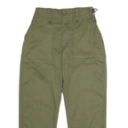 Womens Cotton Blend Green Regular Fit Straight Trousers W26 L30 Casual Utility