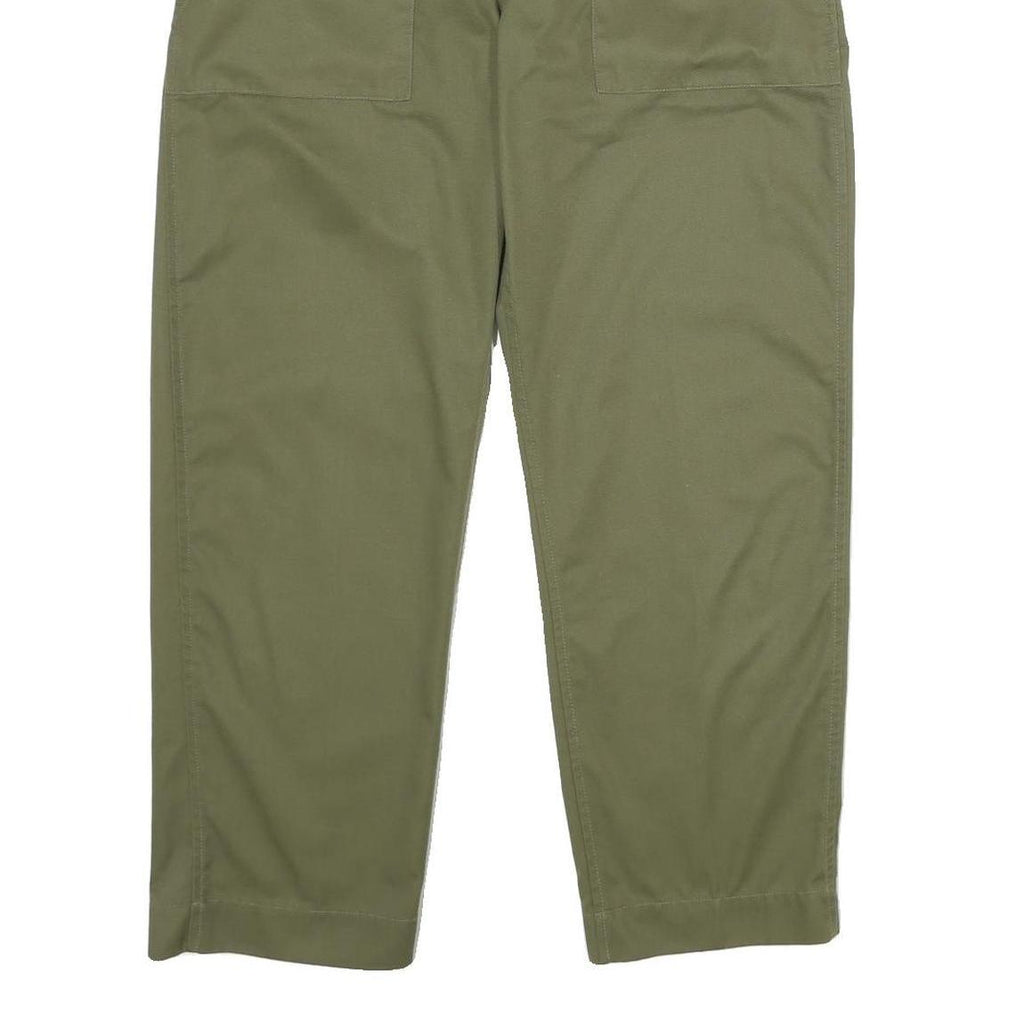 Womens Cotton Blend Green Regular Fit Straight Trousers W26 L30 Casual Utility