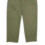 Womens Cotton Blend Green Regular Fit Straight Trousers W26 L30 Casual Utility