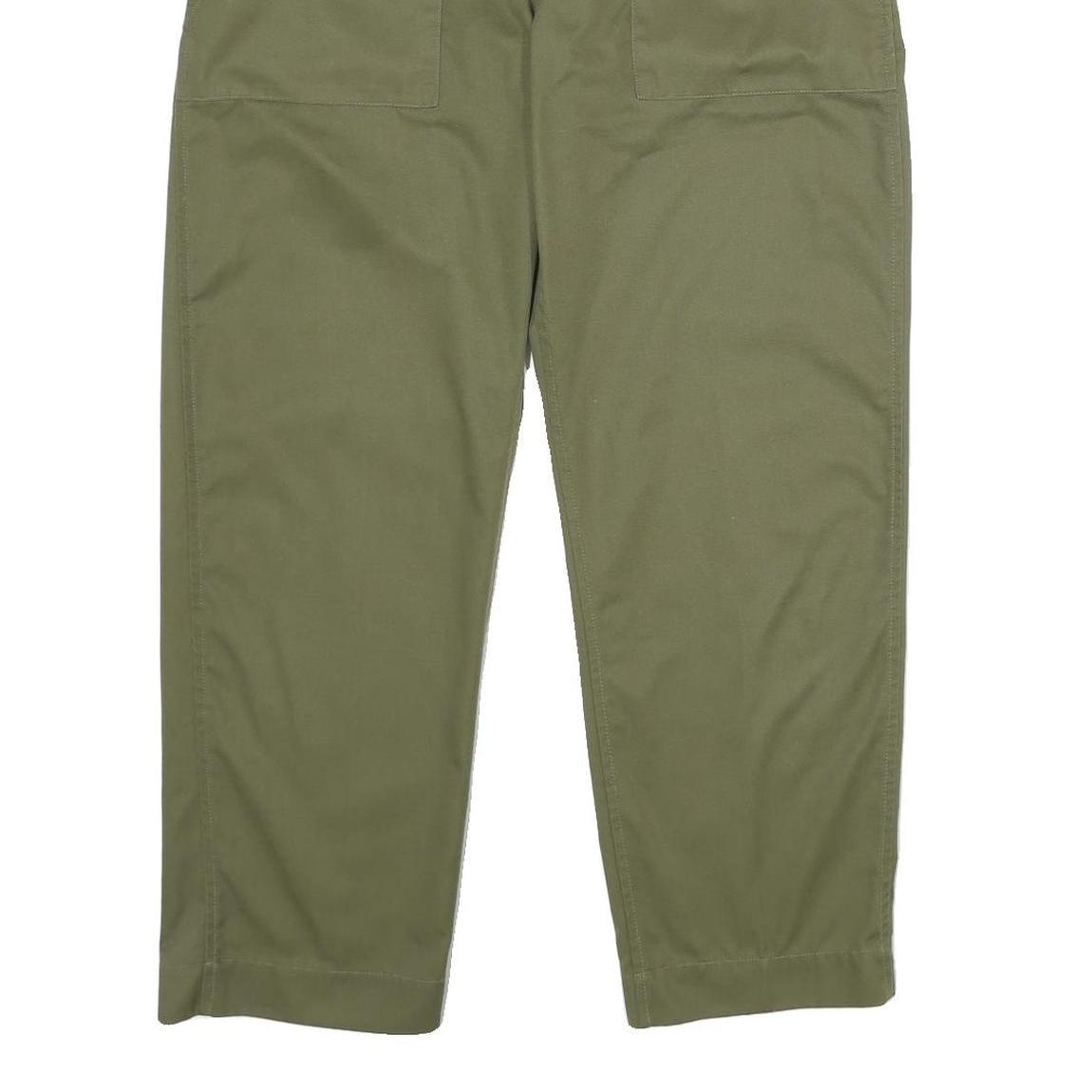 Womens Cotton Blend Green Regular Fit Straight Trousers W26 L30 Casual Utility