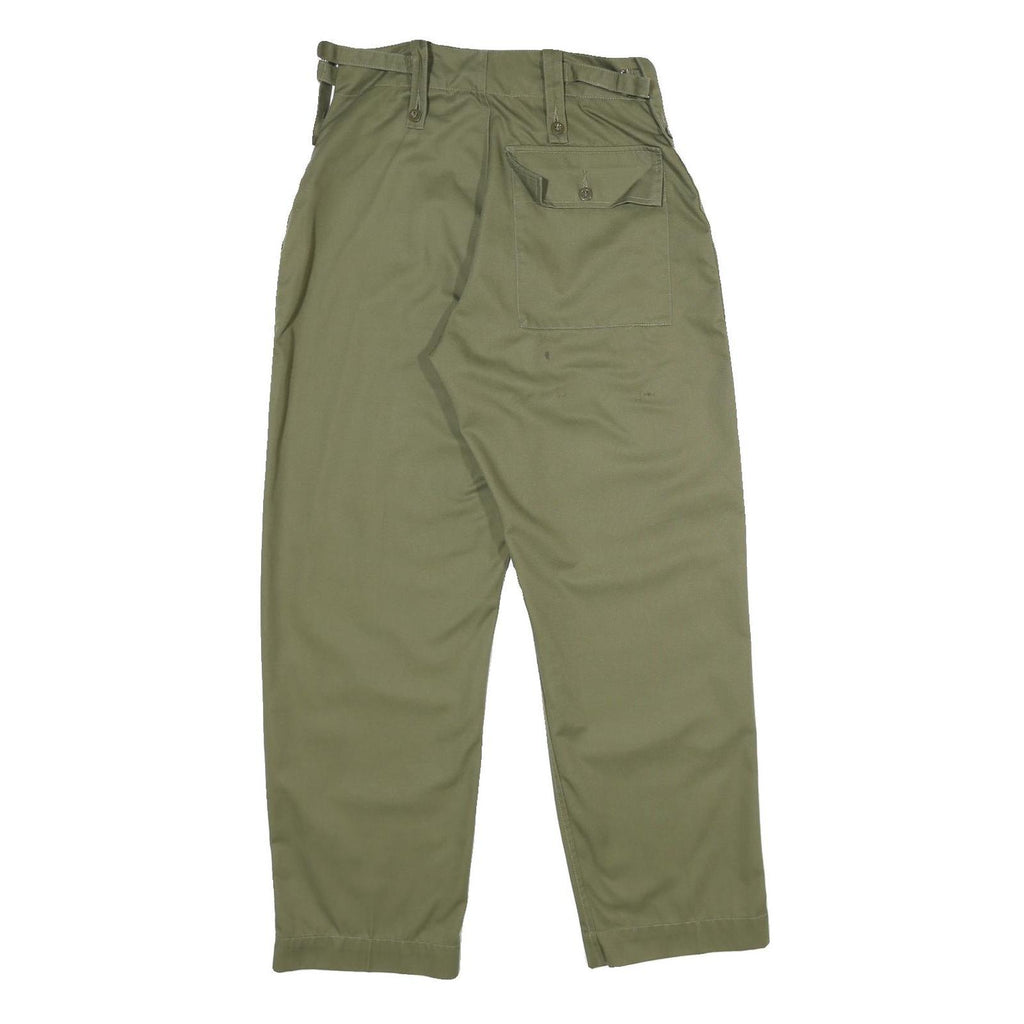 Womens Cotton Blend Green Regular Fit Straight Trousers W26 L30 Casual Utility