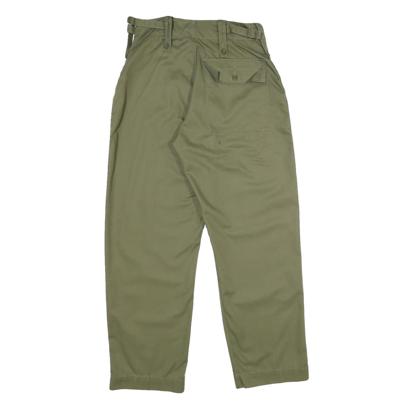 Womens Cotton Blend Green Regular Fit Straight Trousers W26 L30 Casual Utility