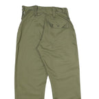 Womens Cotton Blend Green Regular Fit Straight Trousers W26 L30 Casual Utility