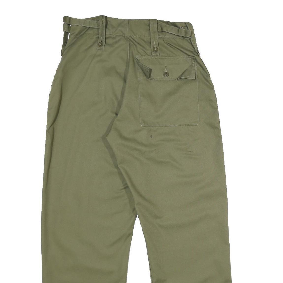 Womens Cotton Blend Green Regular Fit Straight Trousers W26 L30 Casual Utility