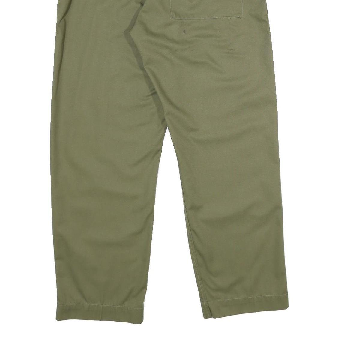 Womens Cotton Blend Green Regular Fit Straight Trousers W26 L30 Casual Utility