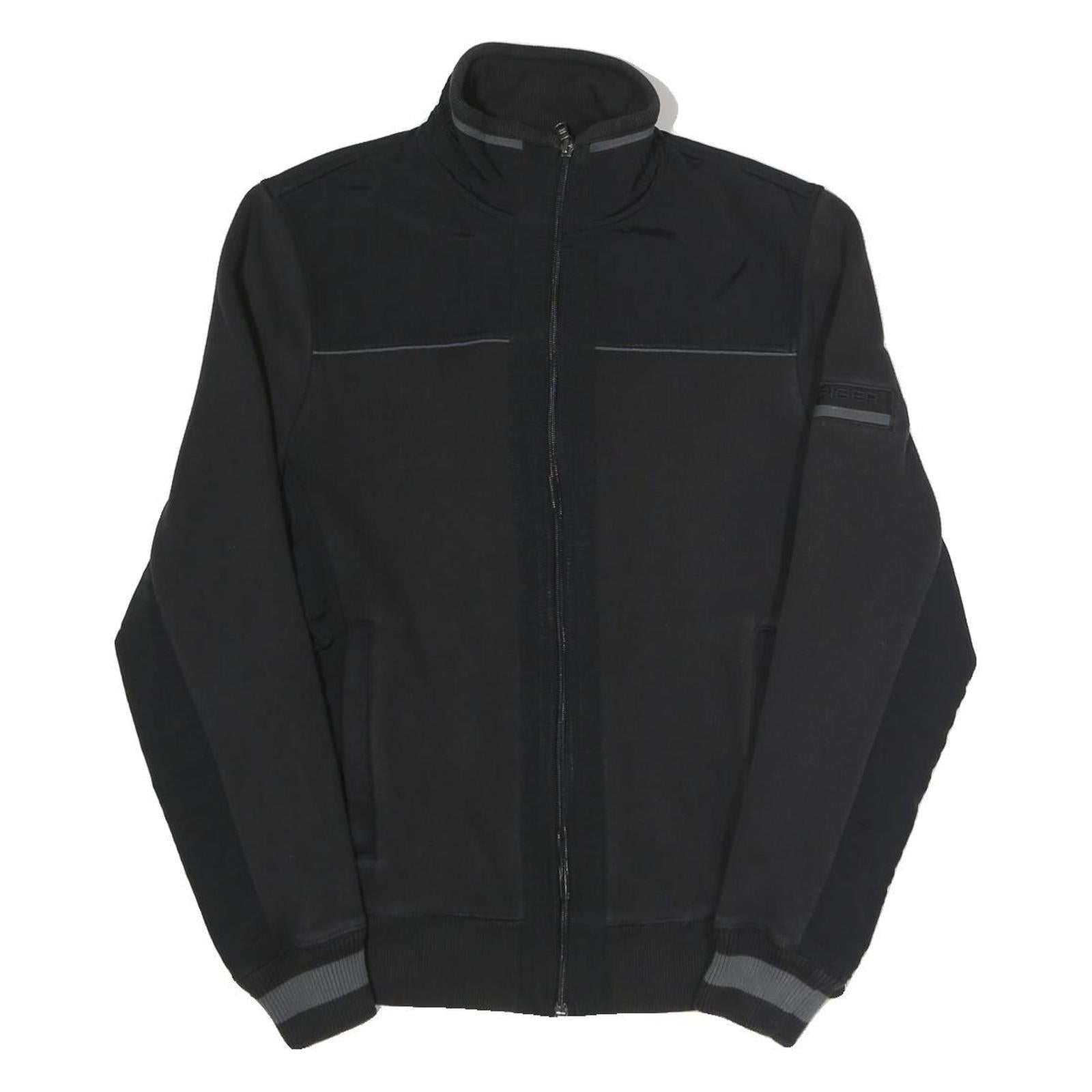 TOMMY HILFIGER Mens Black Cotton Blend Jacket S Zip Closure Plain Lightweight