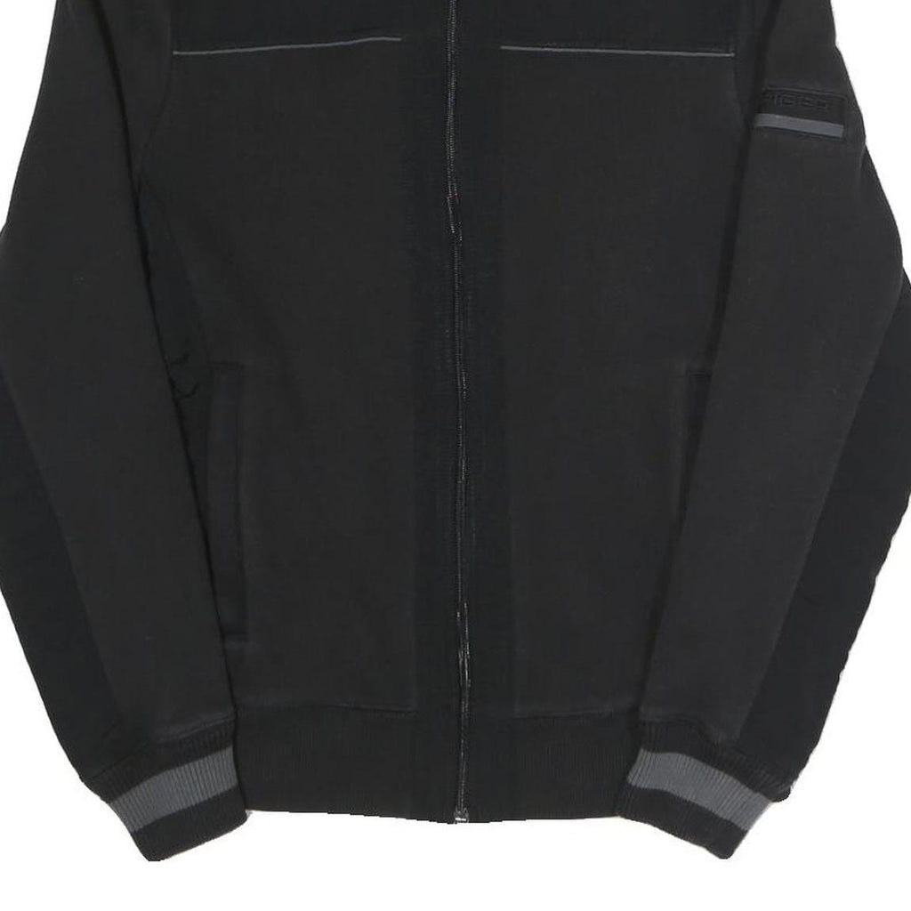 TOMMY HILFIGER Mens Black Cotton Blend Jacket S Zip Closure Plain Lightweight