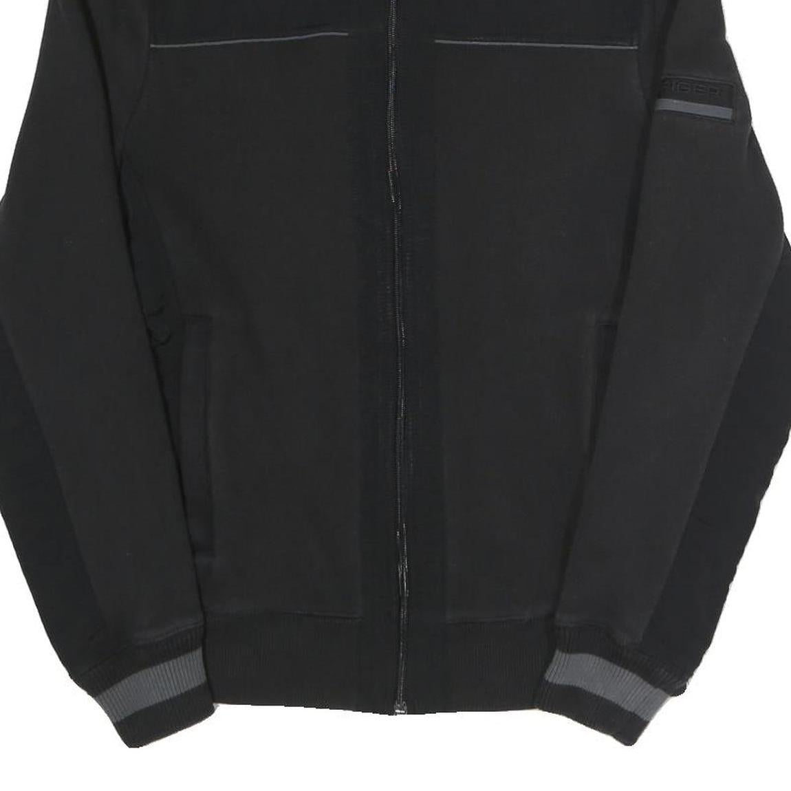 TOMMY HILFIGER Mens Black Cotton Blend Jacket S Zip Closure Plain Lightweight