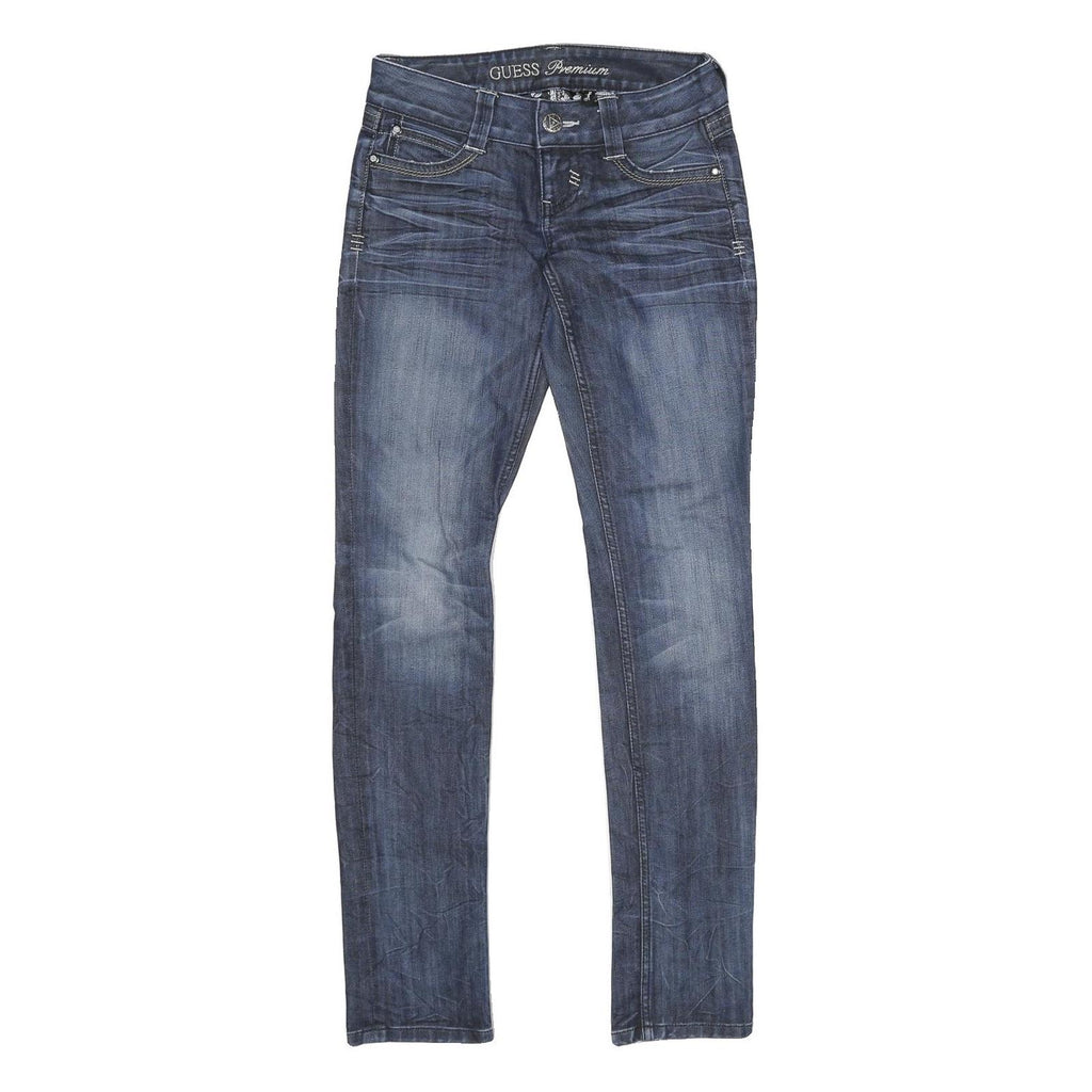 GUESS Womens Jeans Blue Slim Skinny Denim Medium W24 L32 Crystal Skull Back