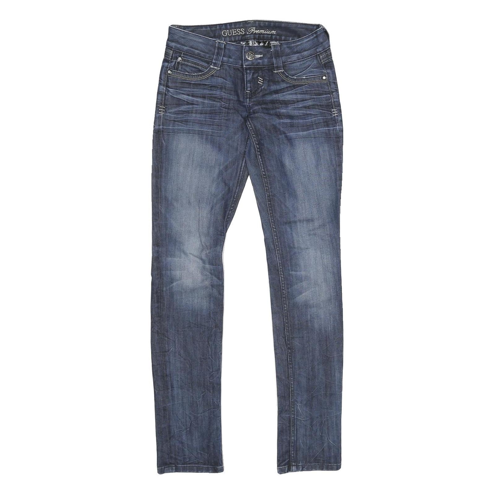 GUESS Womens Jeans Blue Slim Skinny Denim Medium W24 L32 Crystal Skull Back