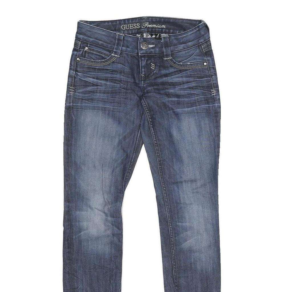 GUESS Womens Jeans Blue Slim Skinny Denim Medium W24 L32 Crystal Skull Back