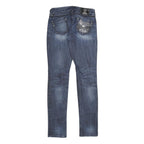 GUESS Womens Jeans Blue Slim Skinny Denim Medium W24 L32 Crystal Skull Back