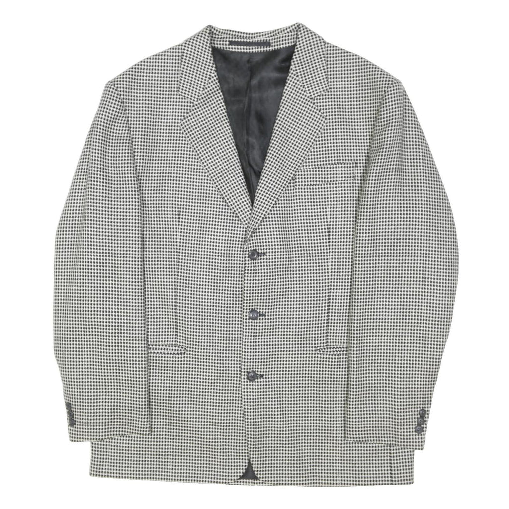 LIBERTY Mens Black & White Check Wool Button Jacket M Woven Classic Tailored