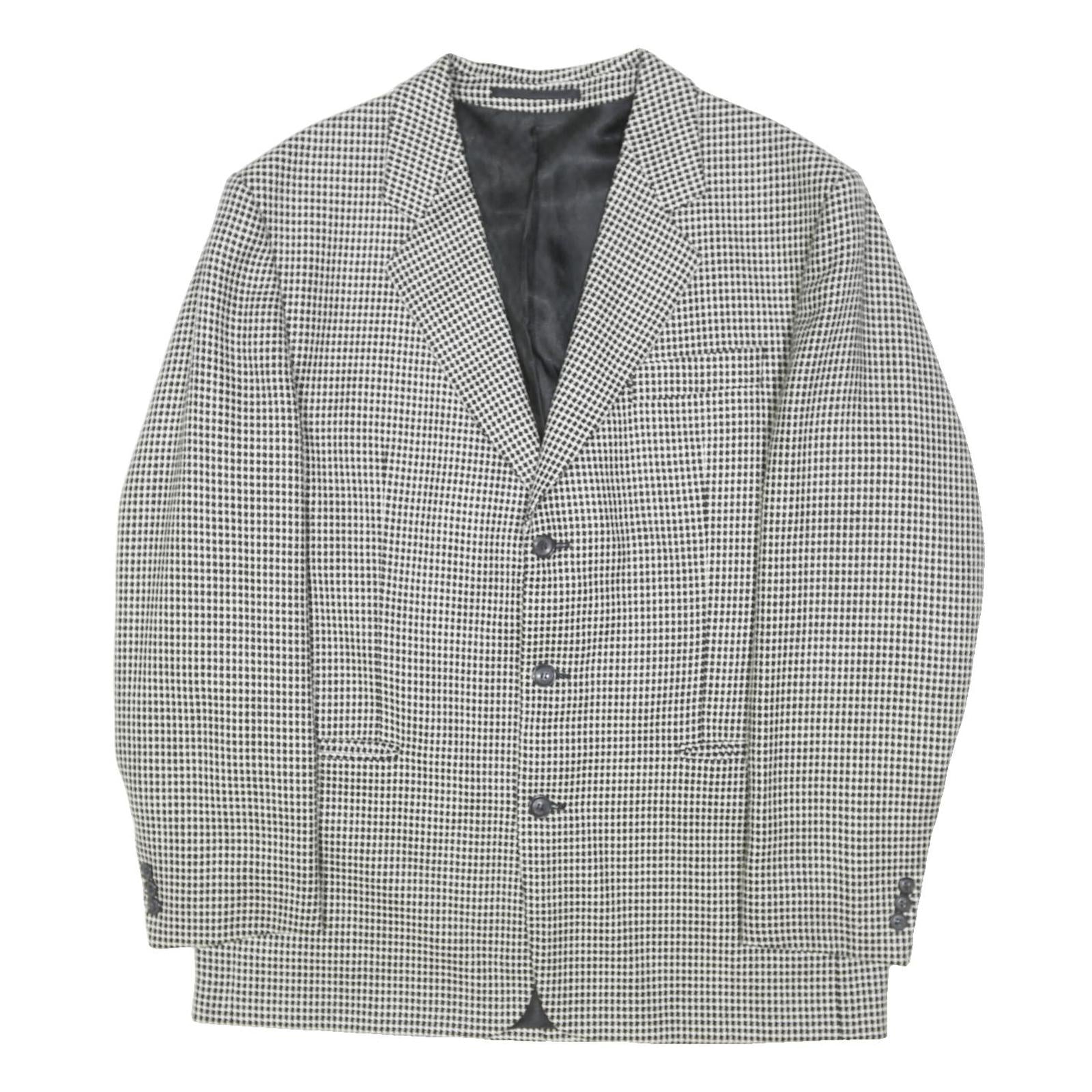 LIBERTY Mens Black & White Check Wool Button Jacket M Woven Classic Tailored