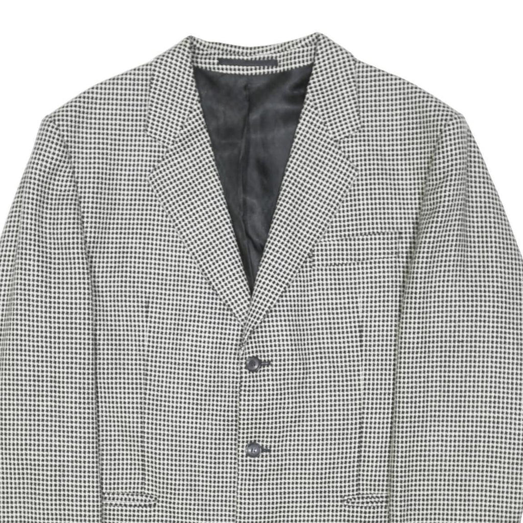 LIBERTY Mens Black & White Check Wool Button Jacket M Woven Classic Tailored