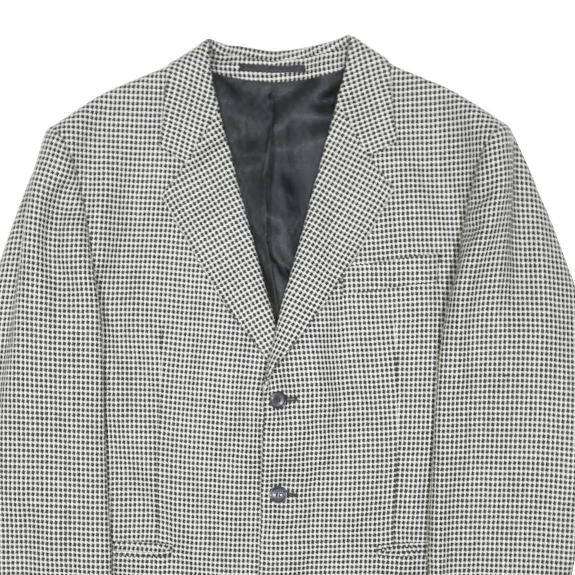 LIBERTY Mens Black & White Check Wool Button Jacket M Woven Classic Tailored