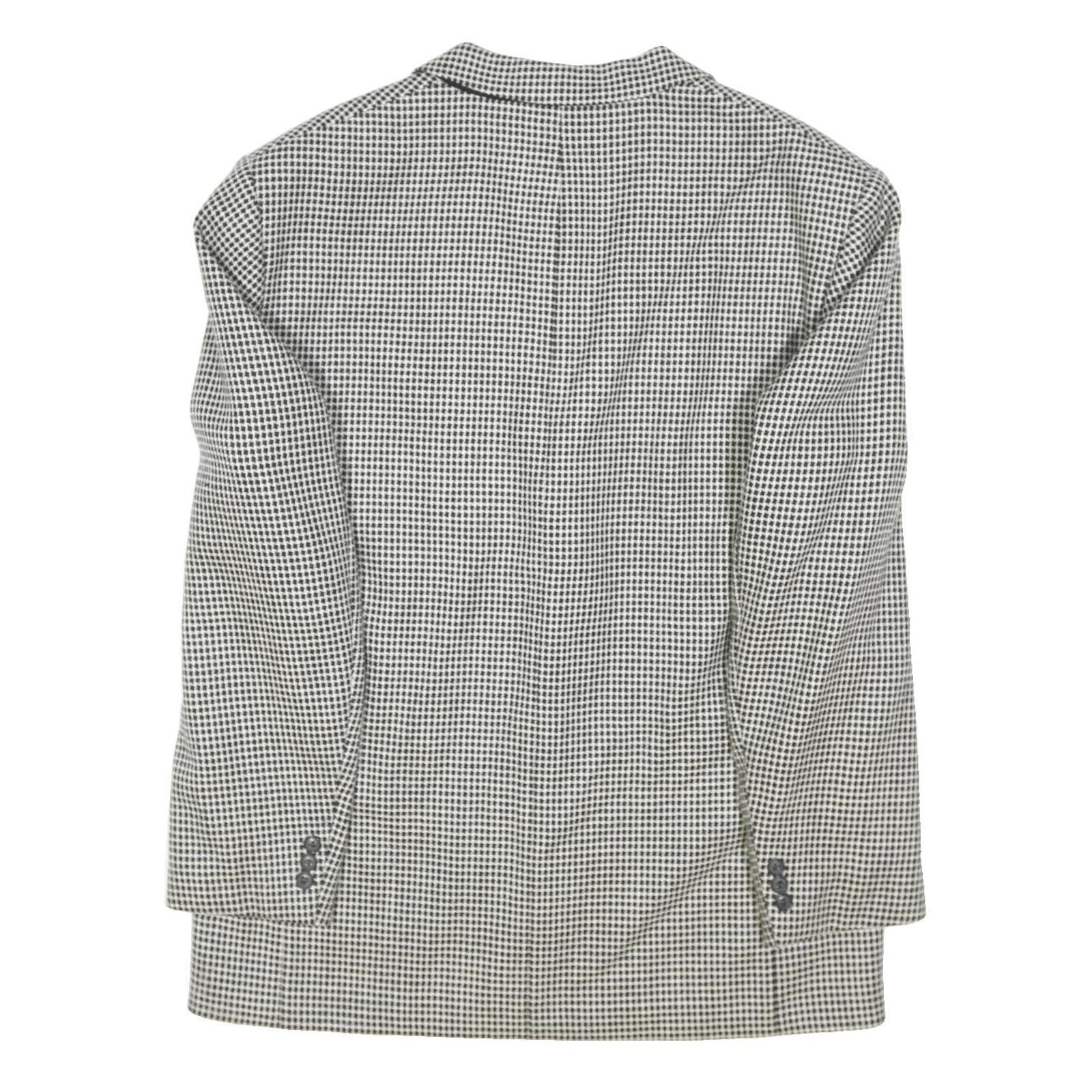 LIBERTY Mens Black & White Check Wool Button Jacket M Woven Classic Tailored