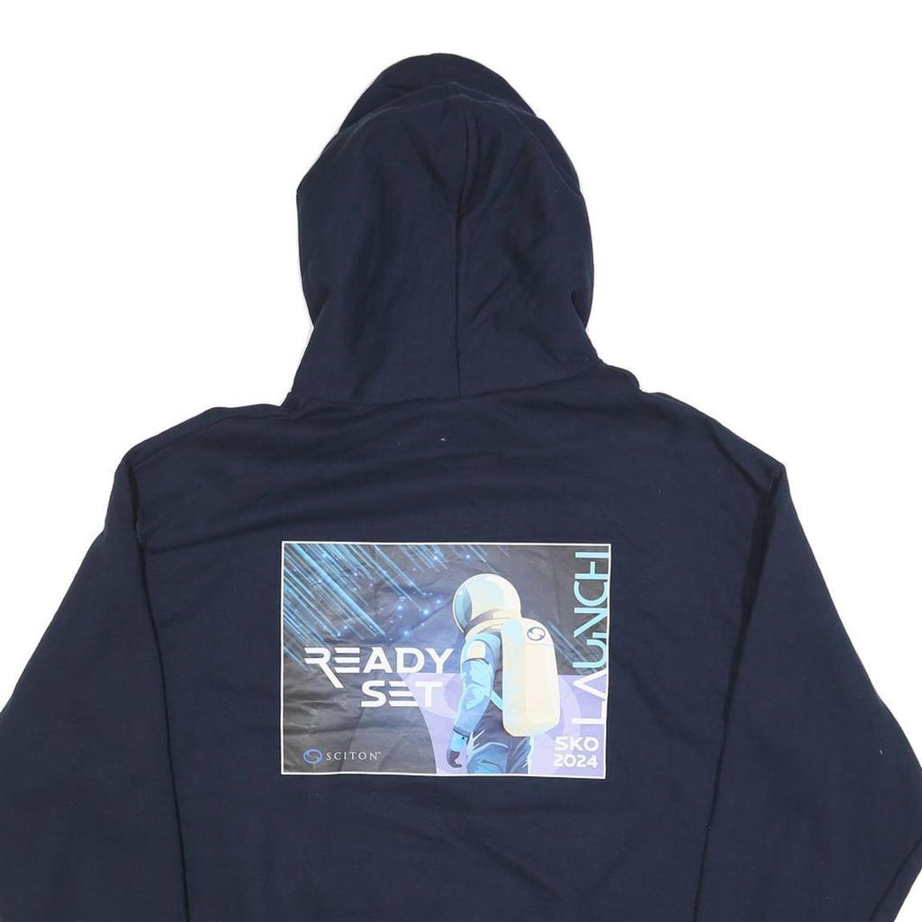 CHAMPION Mens Navy Blue Sciton Hoodie XL Ready Set Launch Graphic