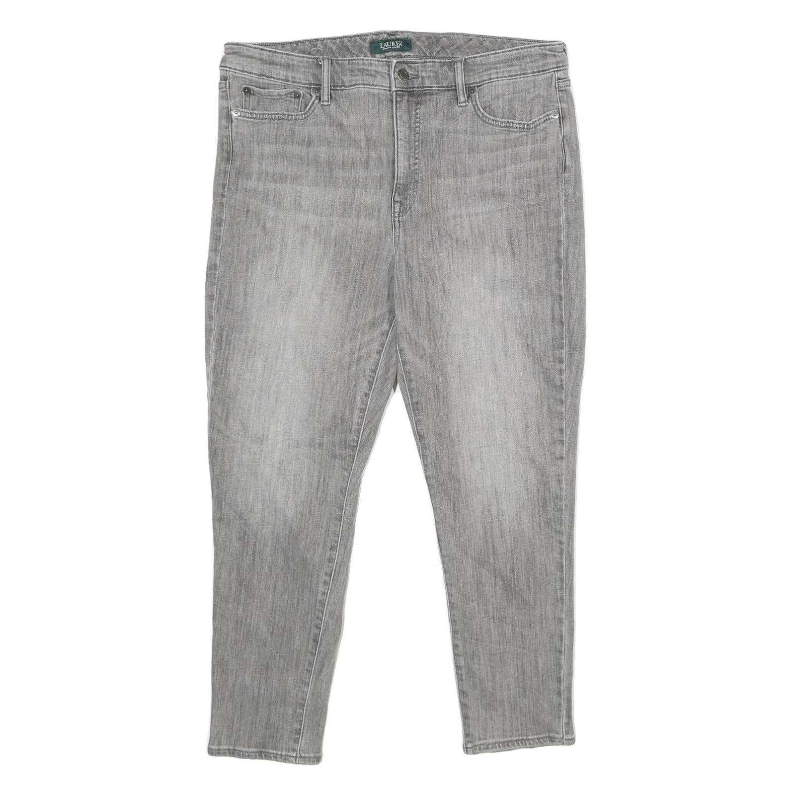 LAUREN RALPH LAUREN Womens Grey Regular Fit Straight Denim Jeans W34 L26 Zip