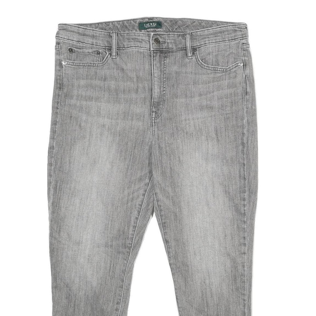 LAUREN RALPH LAUREN Womens Grey Regular Fit Straight Denim Jeans W34 L26 Zip