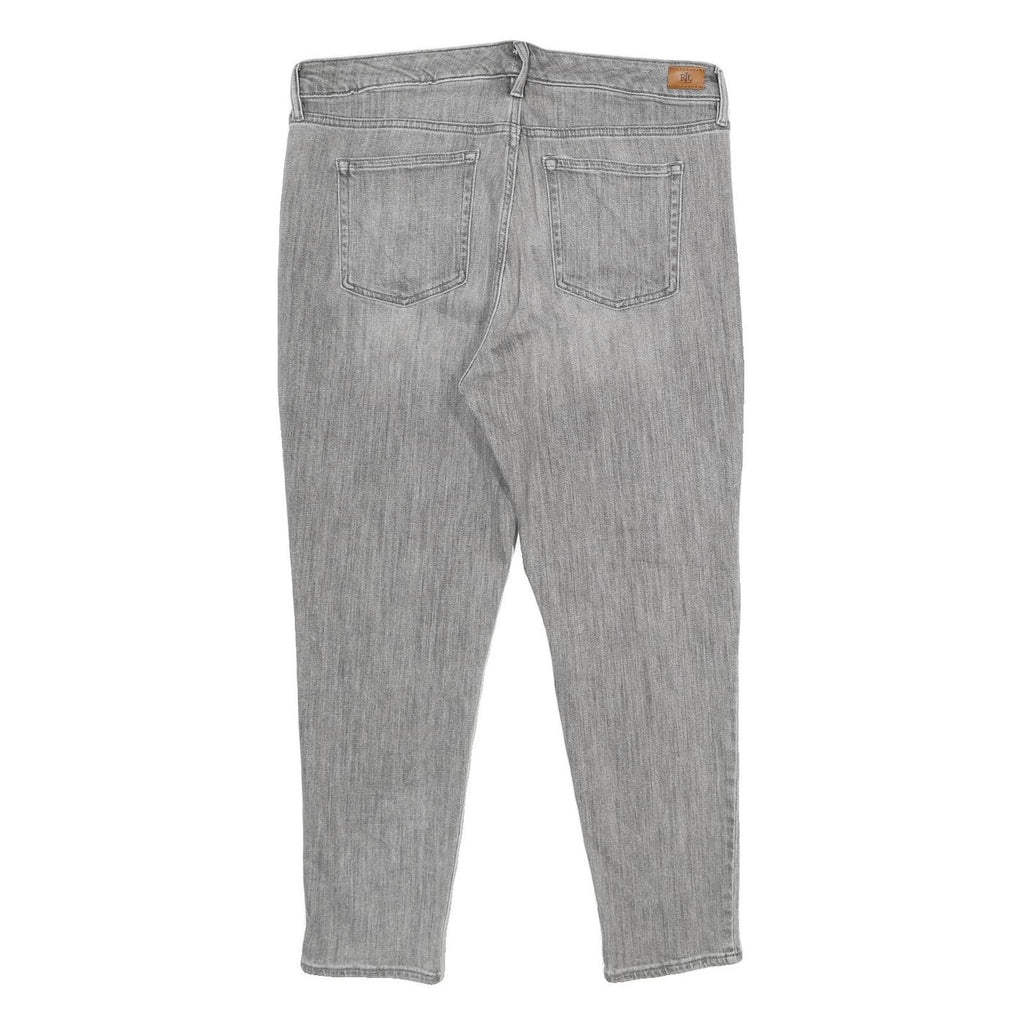 LAUREN RALPH LAUREN Womens Grey Regular Fit Straight Denim Jeans W34 L26 Zip