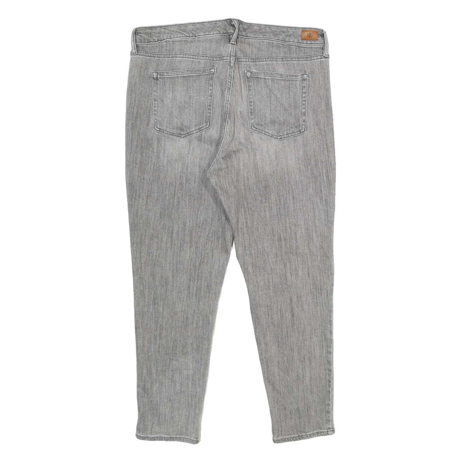 LAUREN RALPH LAUREN Womens Grey Regular Fit Straight Denim Jeans W34 L26 Zip