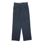 DICKIES Mens Cotton Blend Navy Blue Loose Straight Leg Trousers W32 L34 Workwear