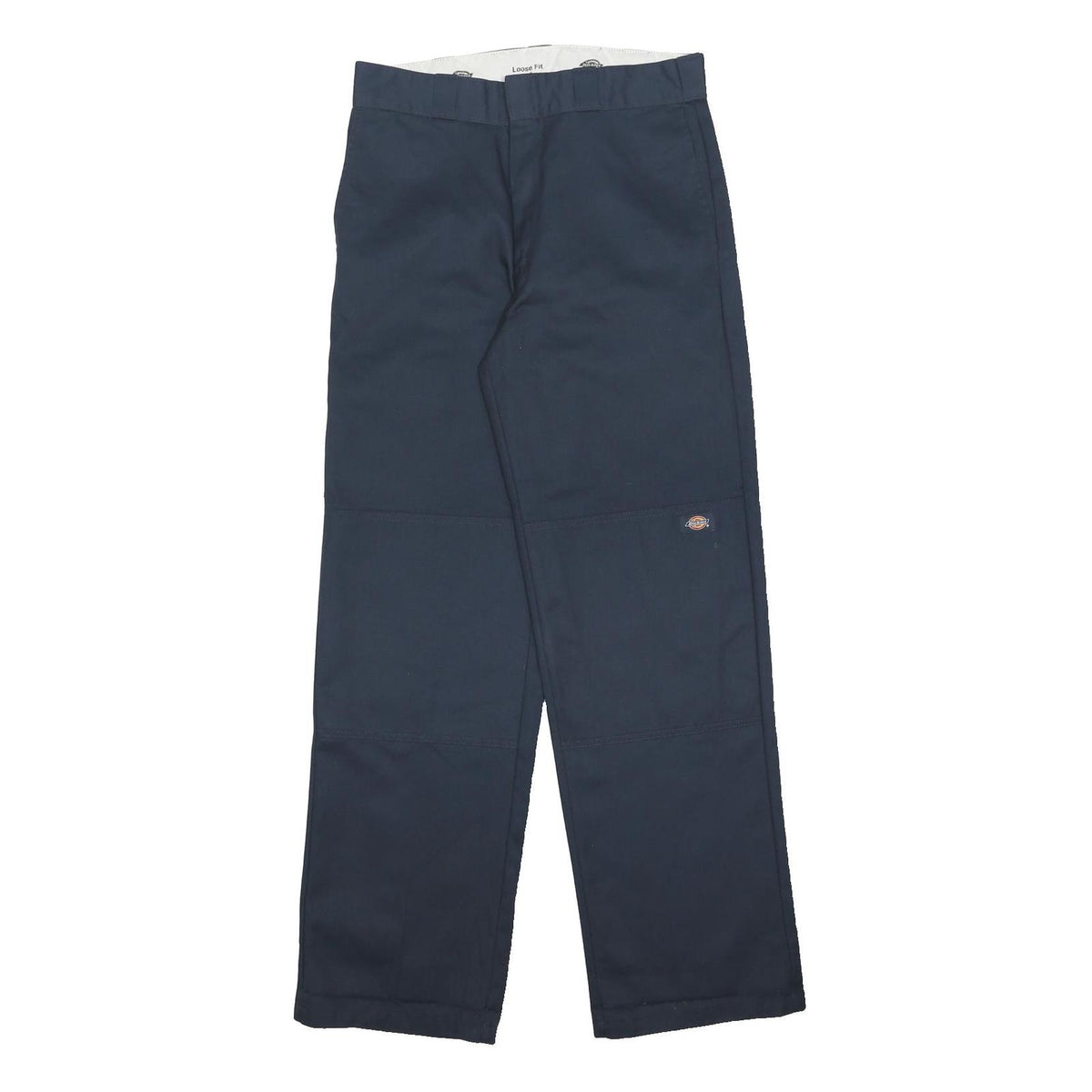 DICKIES Mens Cotton Blend Navy Blue Loose Straight Leg Trousers W32 L34 Workwear